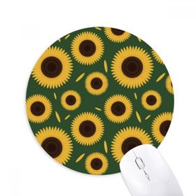 Dıythinker Bitki Desenli Ayçiçeği Yaprağı Çiçek Baskılı Yuvarlak Kaymaz Kauçuk Mouse Pad