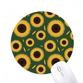 Dıythinker Bitki Desenli Ayçiçeği Yaprağı Çiçek Baskılı Yuvarlak Kaymaz Kauçuk Mouse Pad