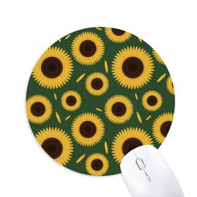 Dıythinker Bitki Desenli Ayçiçeği Yaprağı Çiçek Baskılı Yuvarlak Kaymaz Kauçuk Mouse Pad
