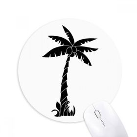 Dıythinker Bitki Hindistan Cevizi Ağacı Siyah Siluet Baskılı Yuvarlak Kaymaz Kauçuk Mouse Pad