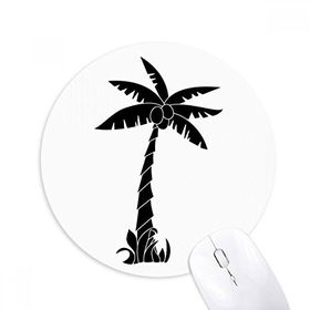 Dıythinker Bitki Hindistan Cevizi Ağacı Siyah Siluet Baskılı Yuvarlak Kaymaz Kauçuk Mouse Pad