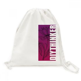 Dıythinker Black Line Lotus Çiçek Bitki Çiçek Kanvas İpli Sırt Çantası