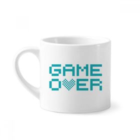 Dıythinker Blue Game Over Pixel Mini Kahve Kupası Beyaz Çömlek Seramik Kupa