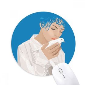 Dıythinker Blue Peace Girl Savaş Önleyici Desen Baskılı Yuvarlak Kaymaz Kauçuk Mouse Pad