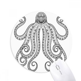 Dıythinker Boya Ahtapot Sekiz Siyah Baskılı Yuvarlak Kaymaz Kauçuk Mouse Pad