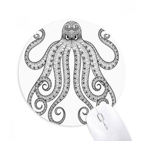 Dıythinker Boya Ahtapot Sekiz Siyah Baskılı Yuvarlak Kaymaz Kauçuk Mouse Pad