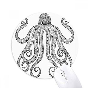 Dıythinker Boya Ahtapot Sekiz Siyah Baskılı Yuvarlak Kaymaz Kauçuk Mouse Pad