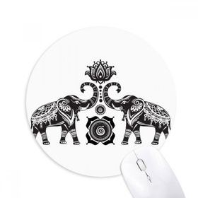Dıythinker Boya Fil Arkadaş İki Mutlu Baskılı Yuvarlak Kaymaz Kauçuk Mouse Pad