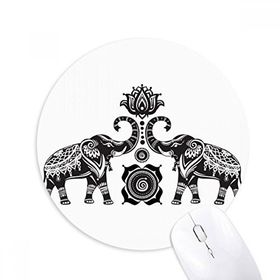 Dıythinker Boya Fil Arkadaş İki Mutlu Baskılı Yuvarlak Kaymaz Kauçuk Mouse Pad