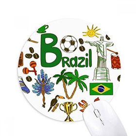 Dıythinker Brezilya Aşk Kalp Landscap Ulusal Bayrak Baskılı Yuvarlak Kaymaz Kauçuk Mouse Pad