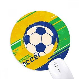 Dıythinker Brezilya Futbol Spor Baskılı Yuvarlak Kaymaz Kauçuk Mouse Pad