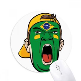 Dıythinker Brezilya Ulusal Bayrağı Makyaj Çığlık Atan Şapka Baskılı Yuvarlak Kaymaz Kauçuk Mouse Pad