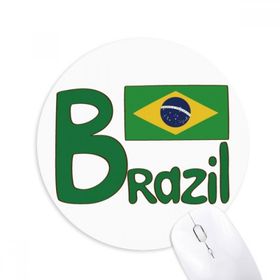 Dıythinker Brezilya Ulusal Bayrağı Yeşil Desenli Baskılı Yuvarlak Kaymaz Kauçuk Mouse Pad