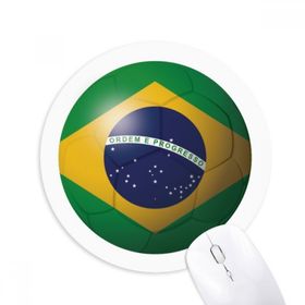 Dıythinker Brezilya Ulusal Bayrak Futbol Baskılı Yuvarlak Kaymaz Kauçuk Mouse Pad