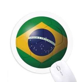 Dıythinker Brezilya Ulusal Bayrak Futbol Baskılı Yuvarlak Kaymaz Kauçuk Mouse Pad