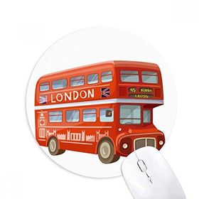 Dıythinker Britanya İngiltere Londra Kırmızı Çift Katlı Otobüs Baskılı Yuvarlak Kaymaz Kauçuk Mouse Pad