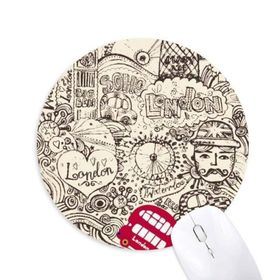 Dıythinker British Bus London Eyes Big Ben UK Baskılı Yuvarlak Kaymaz Kauçuk Mouse Pad
