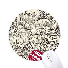 Dıythinker British Bus London Eyes Big Ben UK Baskılı Yuvarlak Kaymaz Kauçuk Mouse Pad