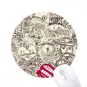 Dıythinker British Bus London Eyes Big Ben UK Baskılı Yuvarlak Kaymaz Kauçuk Mouse Pad
