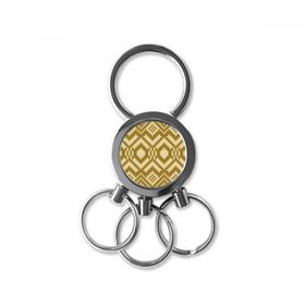 Dıythinker Bronz Bej Simetrik Kare Altıgen İskandinav İllüstrasyon Desen Metal Anahtarlık
