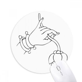 Dıythinker Budist El Çiçeği Basit Desen Baskılı Yuvarlak Kaymaz Kauçuk Mouse Pad