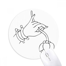 Dıythinker Budist El Çiçeği Basit Desen Baskılı Yuvarlak Kaymaz Kauçuk Mouse Pad