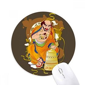 Dıythinker Budist On sekiz Arhat Figür Desen Baskılı Yuvarlak Kaymaz Kauçuk Mouse Pad
