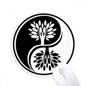 Dıythinker Budizm Din Beyaz Yin-yang Baskılı Yuvarlak Kaymaz Kauçuk Mouse Pad