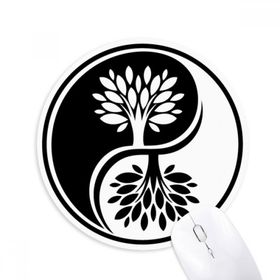 Dıythinker Budizm Din Beyaz Yin-yang Baskılı Yuvarlak Kaymaz Kauçuk Mouse Pad