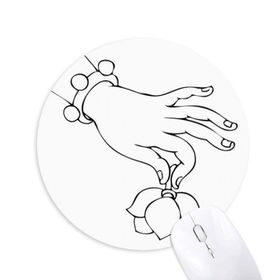 Dıythinker Budizm Din Lotus Çizgisi Baskılı Yuvarlak Kaymaz Kauçuk Mouse Pad