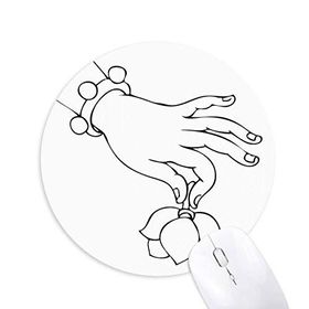 Dıythinker Budizm Din Lotus Çizgisi Baskılı Yuvarlak Kaymaz Kauçuk Mouse Pad