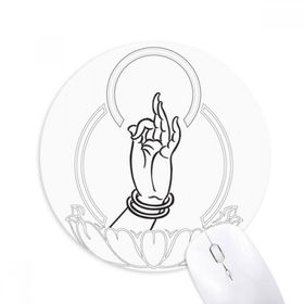 Dıythinker Budizm El Nilüfer Basit Desen Baskılı Yuvarlak Kaymaz Kauçuk Mouse Pad