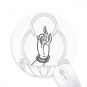 Dıythinker Budizm El Nilüfer Basit Desen Baskılı Yuvarlak Kaymaz Kauçuk Mouse Pad