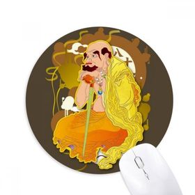 Dıythinker Budizm Figür On sekiz Arhat Desenli Baskılı Yuvarlak Kaymaz Kauçuk Mouse Pad