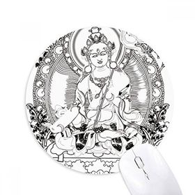 Dıythinker Budizm Guanyin Çin Karakteri Figürü Baskılı Yuvarlak Kaymaz Kauçuk Mouse Pad