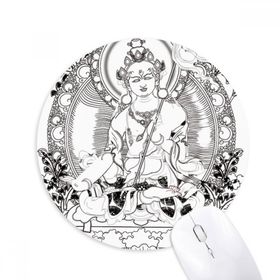 Dıythinker Budizm Guanyin Çin Karakteri Figürü Baskılı Yuvarlak Kaymaz Kauçuk Mouse Pad