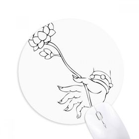 Dıythinker Budizm Lotus El Basit İllüstrasyon Desen Baskılı Yuvarlak Kaymaz Kauçuk Mouse Pad