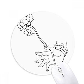 Dıythinker Budizm Lotus El Basit İllüstrasyon Desen Baskılı Yuvarlak Kaymaz Kauçuk Mouse Pad