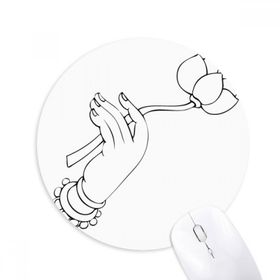 Dıythinker Budizm Lotus El Çizimi Çizim Desenli Baskılı Yuvarlak Kaymaz Kauçuk Mouse Pad