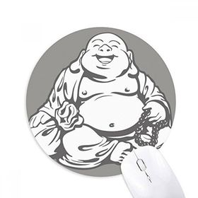 Dıythinker Budizm Maitreya Çizgi Çizim Desenli Baskılı Yuvarlak Kaymaz Kauçuk Mouse Pad