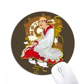 Dıythinker Budizm Onsekiz Arhat Budist Figür Baskılı Yuvarlak Kaymaz Kauçuk Mouse Pad