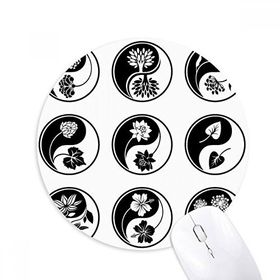 Dıythinker Budizm Yin-yang Çiçek Baskılı Yuvarlak Tasarım Baskılı Yuvarlak Kaymaz Kauçuk Mouse Pad