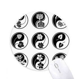 Dıythinker Budizm Yin-yang Çiçek Baskılı Yuvarlak Tasarım Baskılı Yuvarlak Kaymaz Kauçuk Mouse Pad