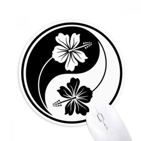 Dıythinker Budizm Yin-yang Çiçek Tasarımı Baskılı Yuvarlak Kaymaz Kauçuk Mouse Pad