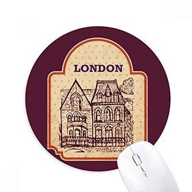 Dıythinker Building Sketch UK Londra Damga Baskılı Yuvarlak Kaymaz Kauçuk Mouse Pad