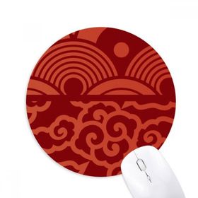 Dıythinker Bulutlar Dalgalar Desenli Çin Japon Tarzı Baskılı Yuvarlak Kaymaz Kauçuk Mouse Pad