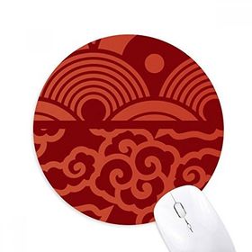 Dıythinker Bulutlar Dalgalar Desenli Çin Japon Tarzı Baskılı Yuvarlak Kaymaz Kauçuk Mouse Pad