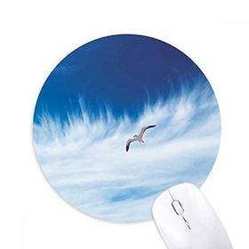 Dıythinker Bulutlar Kuş Mavi Gökyüzü Baskılı Yuvarlak Kaymaz Kauçuk Mouse Pad