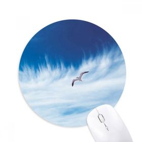 Dıythinker Bulutlar Kuş Mavi Gökyüzü Baskılı Yuvarlak Kaymaz Kauçuk Mouse Pad