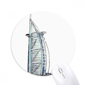 Dıythinker Burj al-Arab lüks otel Dubai Baskılı Yuvarlak Kaymaz Kauçuk Mouse Pad